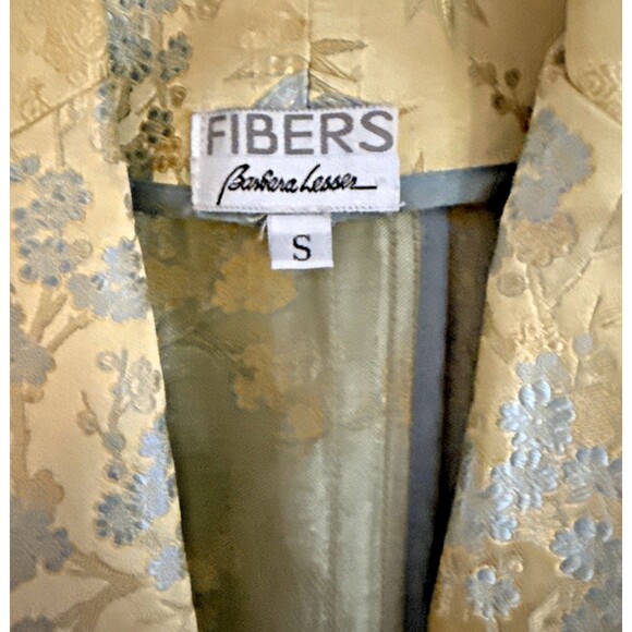 Barbara Lesser Fibers Silk Jacquard Blazer Womens Sz S VTG Gold Floral Elegant - Picture 5 of 14